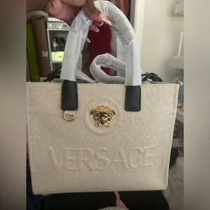 NWT Versace LaMedusa canvas tote small